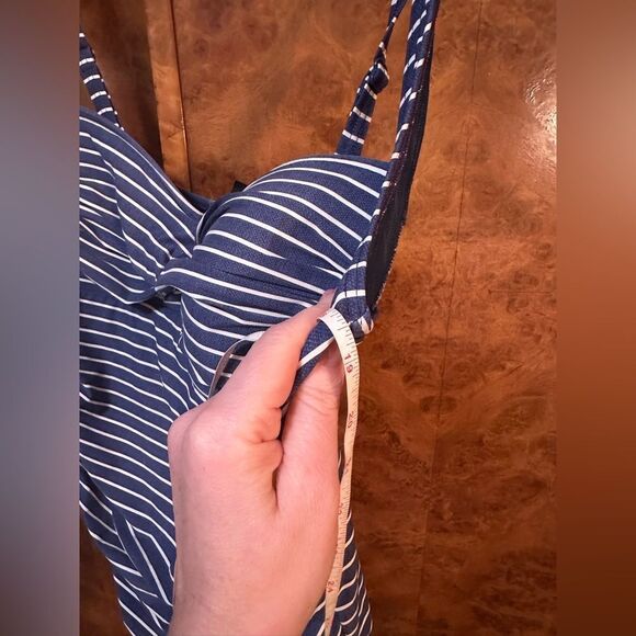 Striped Blue Kids One Piece Swimsuit - Picture 2 of 5